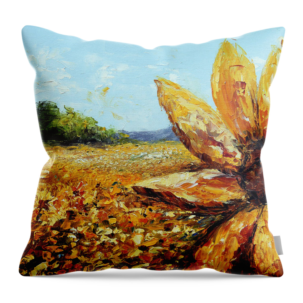 Sunflower Throw Pillow featuring the painting Seeing the Sun by Meaghan Troup