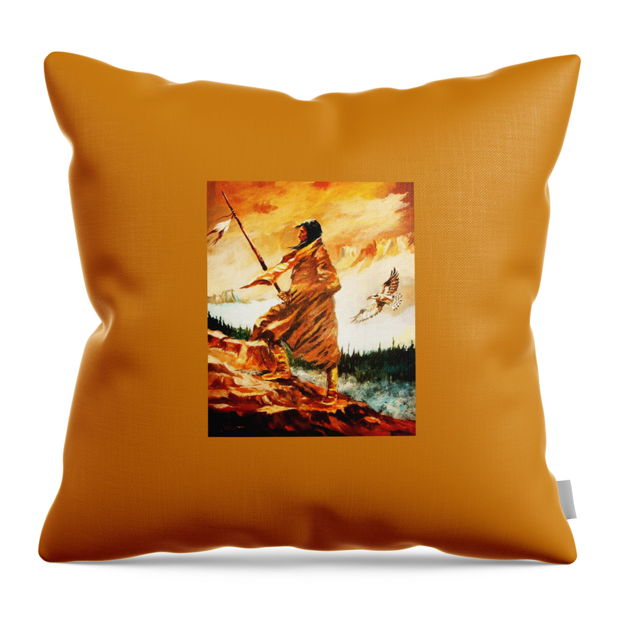 Westerns Throw Pillow featuring the painting Seeking Truth in the High Place by Al Brown