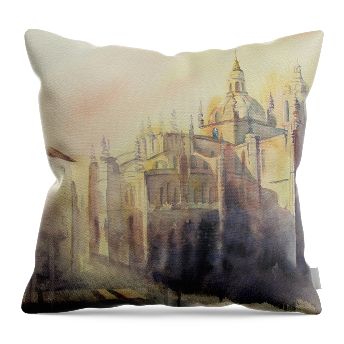 Segovia Throw Pillow featuring the painting Segovia Light by Amanda Amend