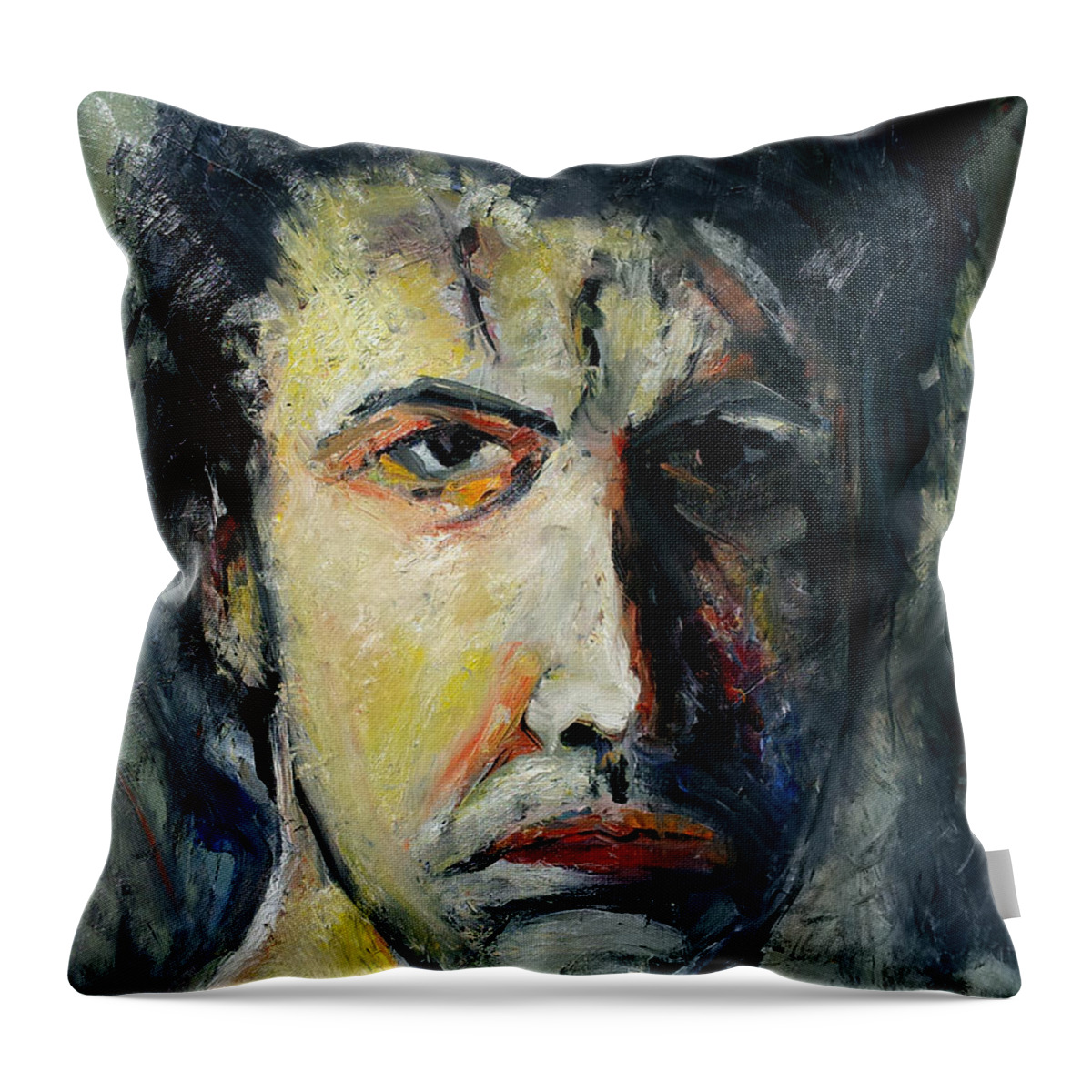 Self Portrait Throw Pillow featuring the painting Self Portrait Gray Green by John Gholson