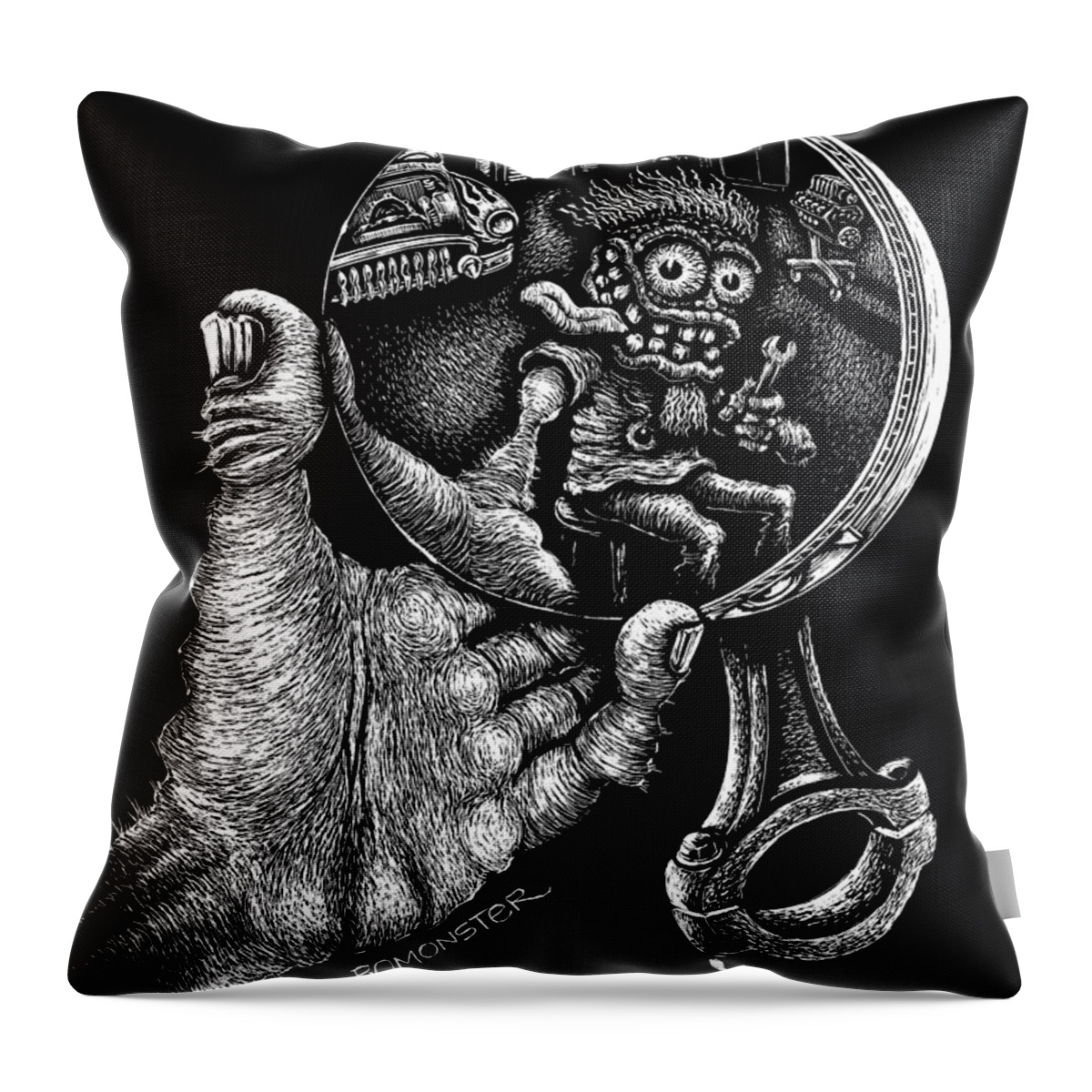 Hot Rodder Throw Pillow featuring the digital art Self Reflection by Bomonster 