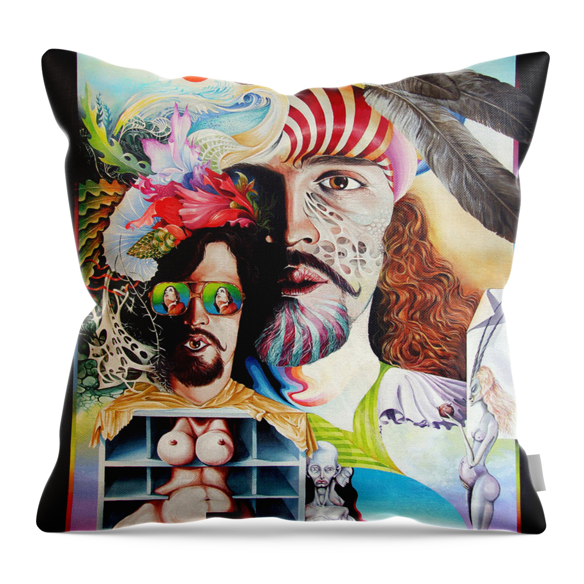Surrealism Throw Pillow featuring the painting Selfportrait With The Critical Eye by Otto Rapp