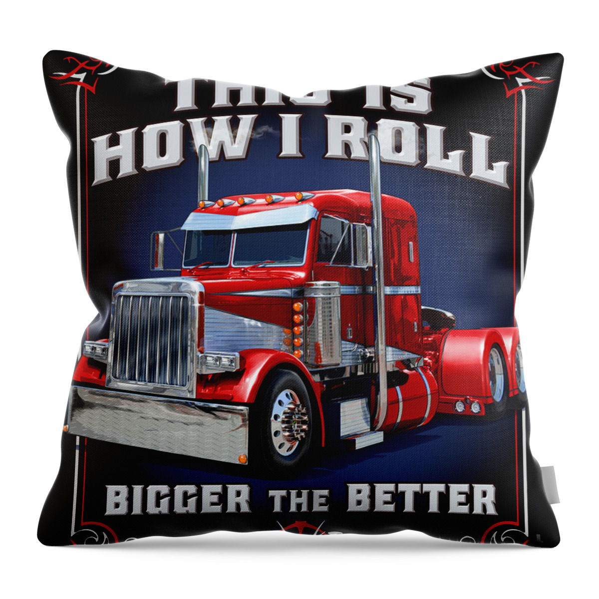 Semi Throw Pillow featuring the painting Semi Bigger is Better by JQ Licensing