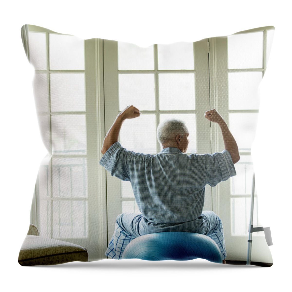 Human Arm Throw Pillow featuring the photograph Senior African American Man On Fitness by Tvp Inc