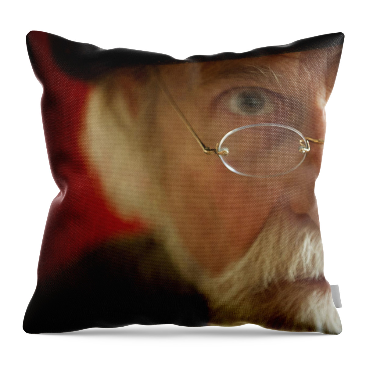 Man Throw Pillow featuring the photograph Senior Man With White Beard And Glasses by Lee Avison