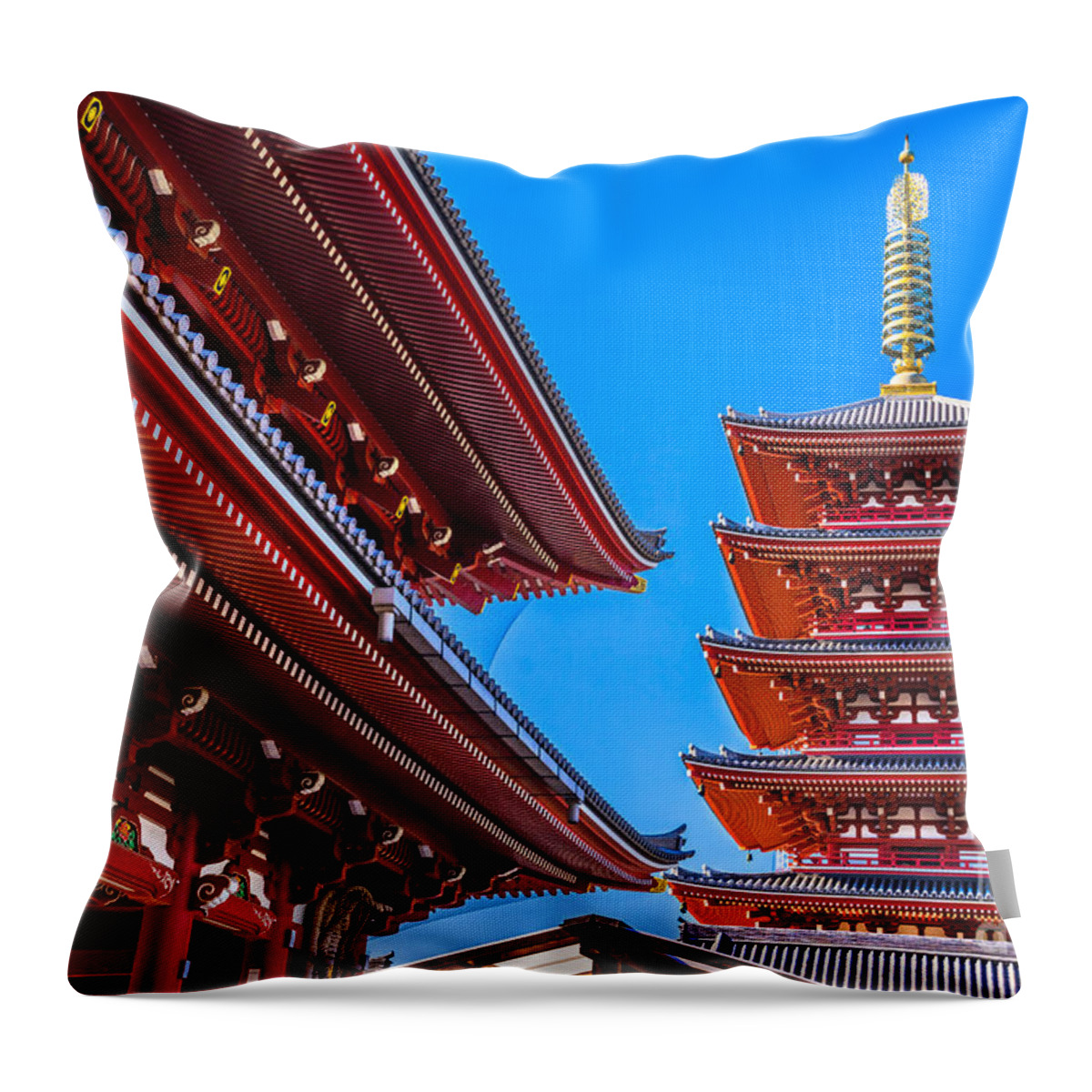 Tokyo Throw Pillow featuring the photograph Senso-ji Temple in Asakusa - Tokyo - Japan by Luciano Mortula