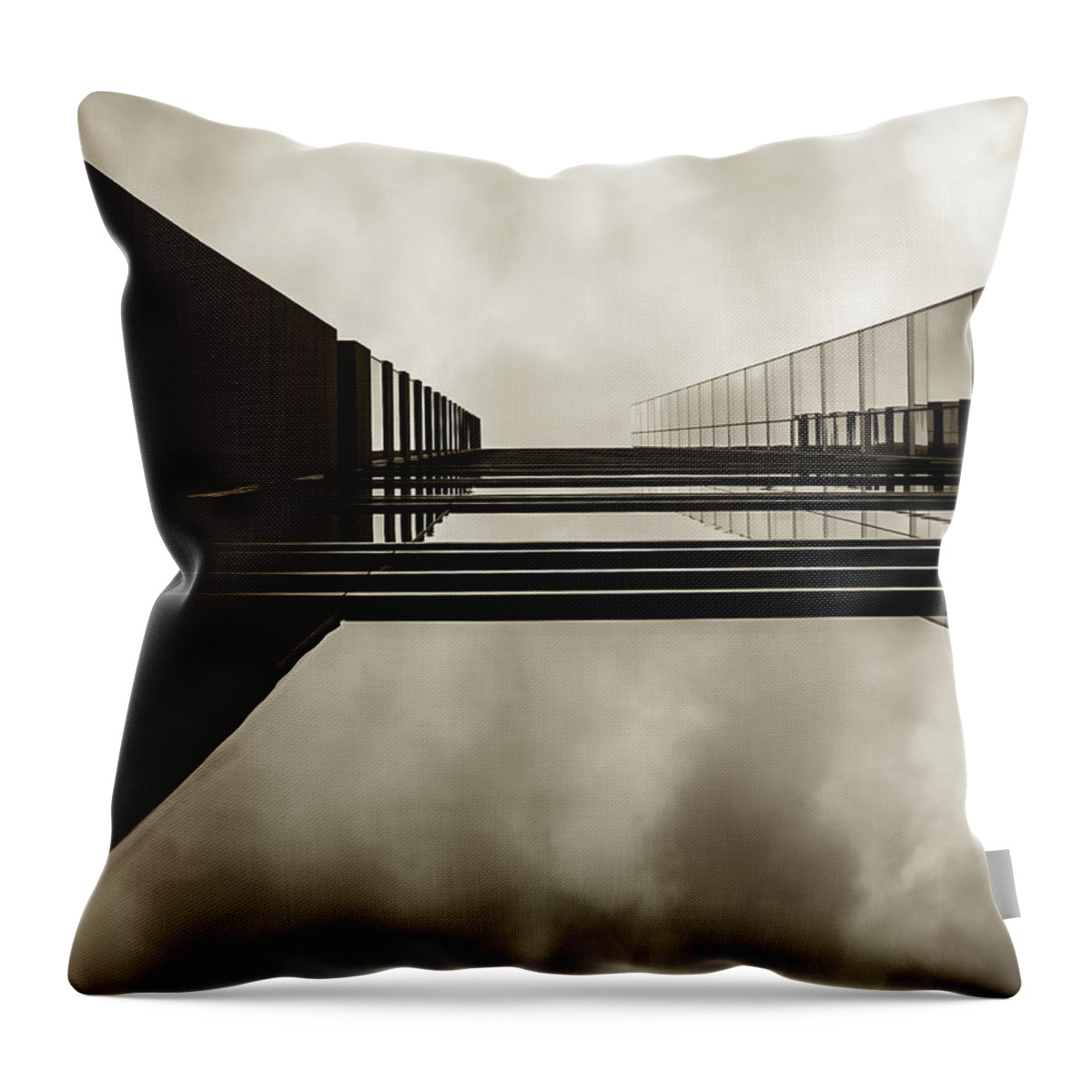 Infinity Throw Pillow featuring the photograph Sepia Skyscraper Series - Infinity by Steven Milner