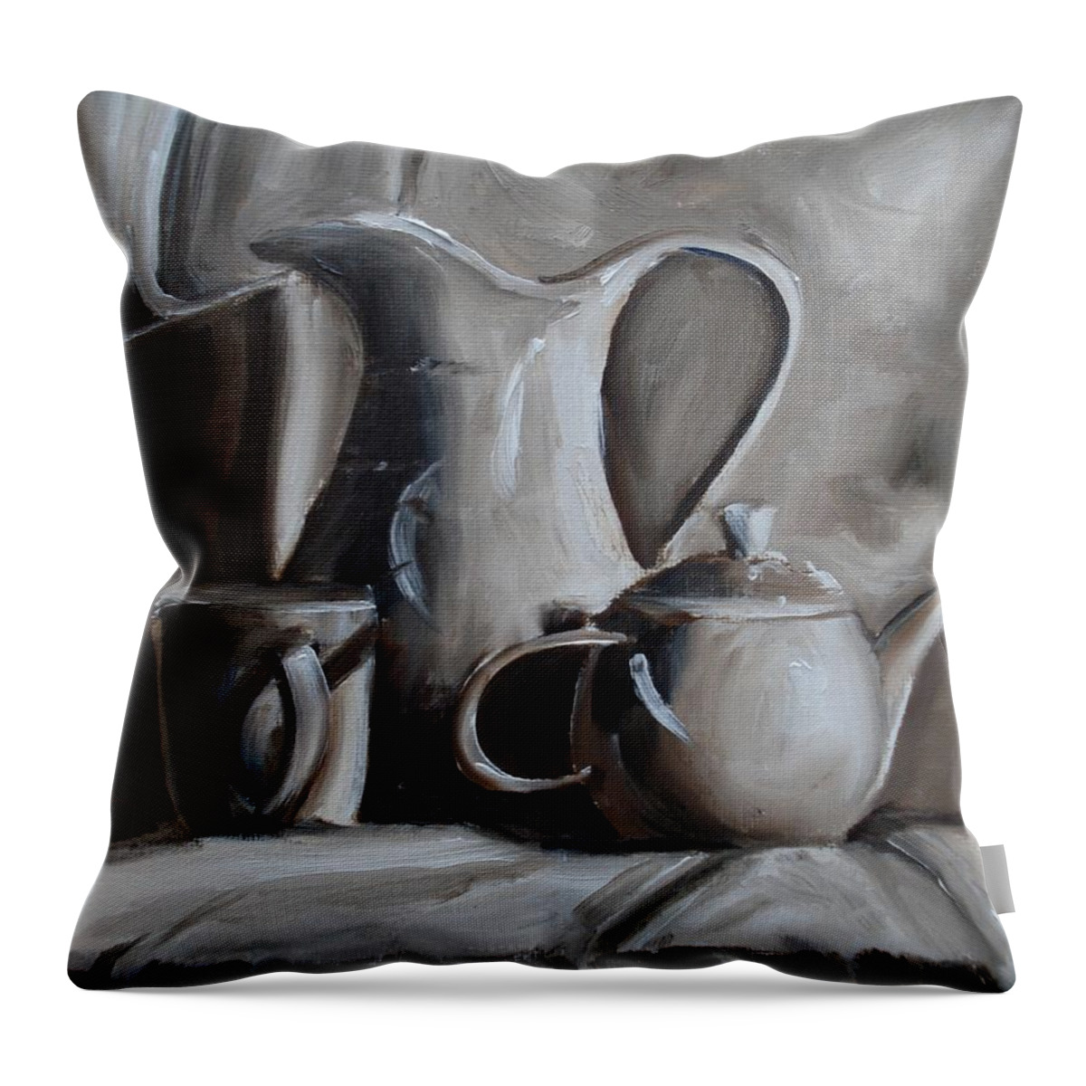 Sepia Still Life Throw Pillow featuring the painting Sepia Still Life by Donna Tuten