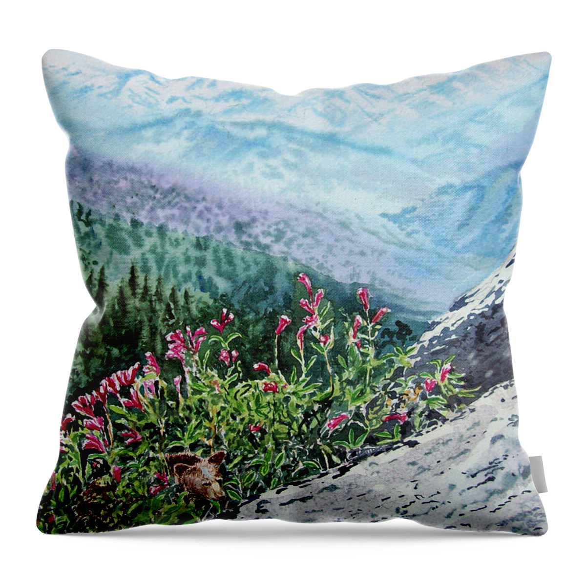 Sequoia Throw Pillow featuring the painting Sequoia National Park by Irina Sztukowski