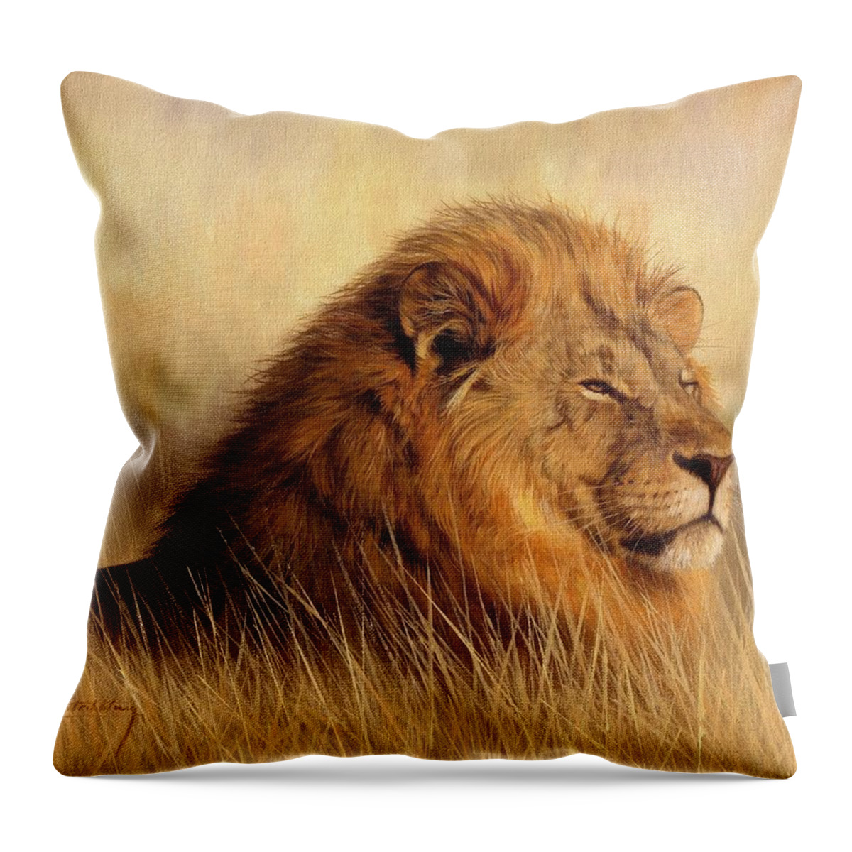 Animals Throw Pillow featuring the painting Serengeti Glow by David Stribbling