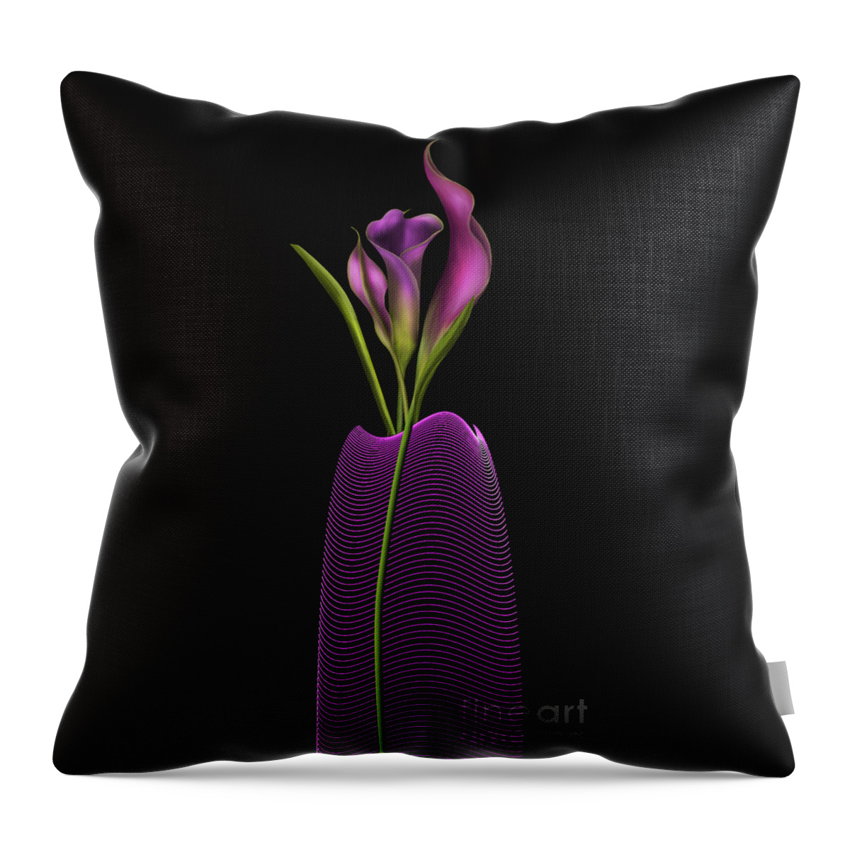 Calla Lillies Throw Pillow featuring the digital art Serenity In Purple by Barbara Milton