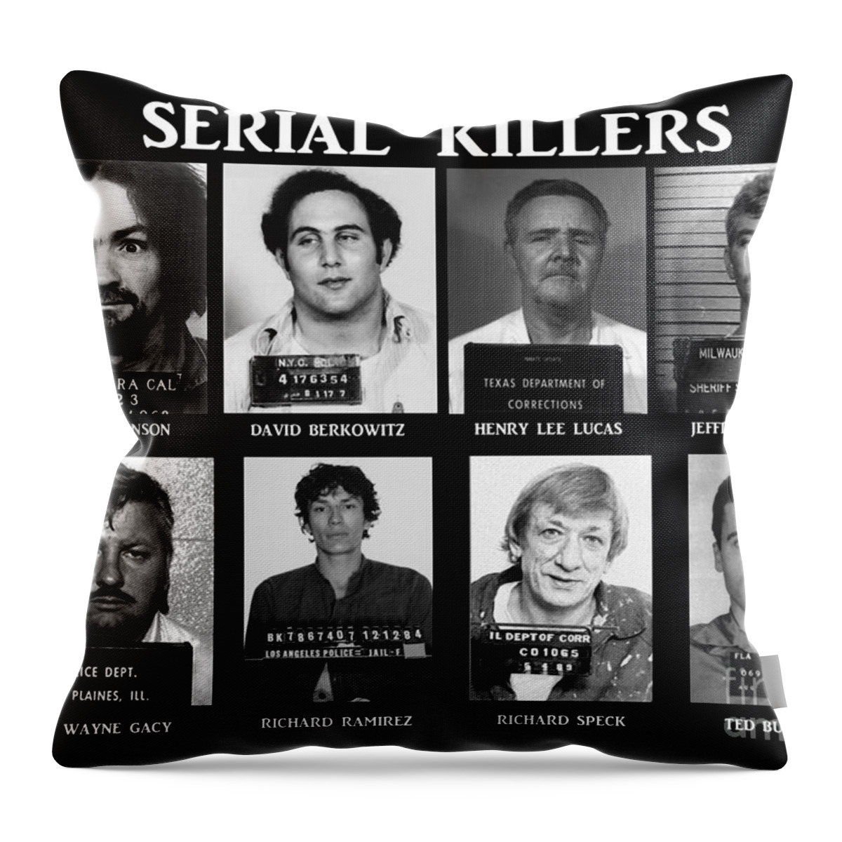 Paul Ward Throw Pillow featuring the photograph Serial Killers - Public Enemies by Paul Ward