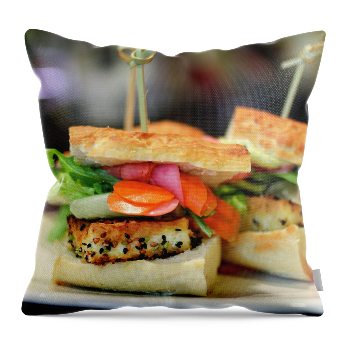 Wasabi Throw Pillow featuring the photograph Sesame Tofu Sliders by Thanks For Taking Your Time To Look. Sher Yip