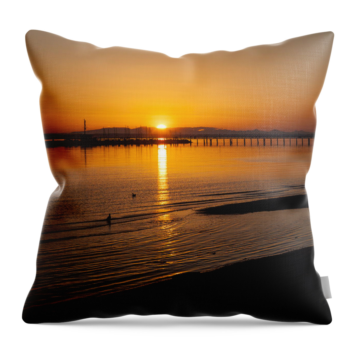 White Rock Throw Pillow featuring the photograph Setting on the Boardwalk 2 by Monte Arnold
