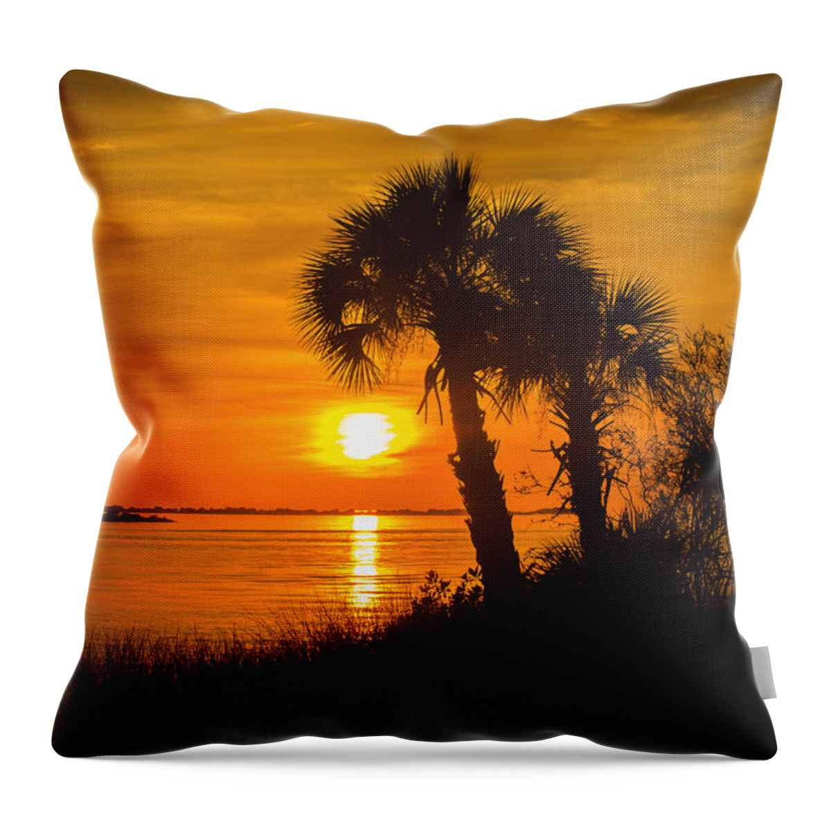 Bayport Park Throw Pillow featuring the photograph Settting Sun by Marvin Spates