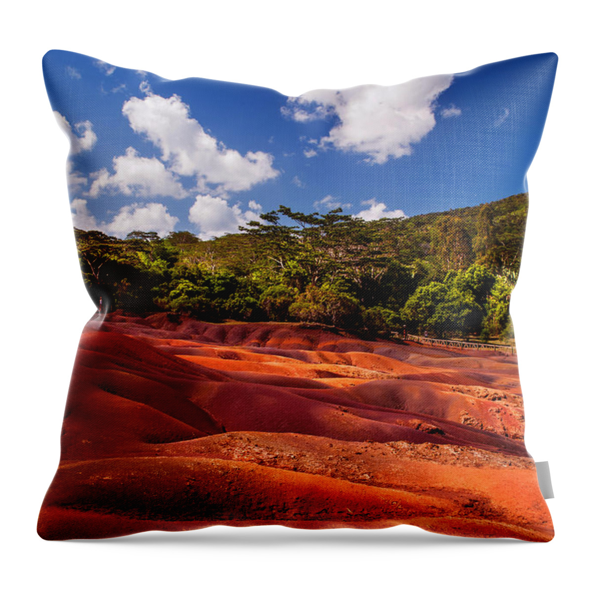 Mauritius Throw Pillow featuring the photograph Seven Colored Earth in Chamarel 1. Mauritius by Jenny Rainbow