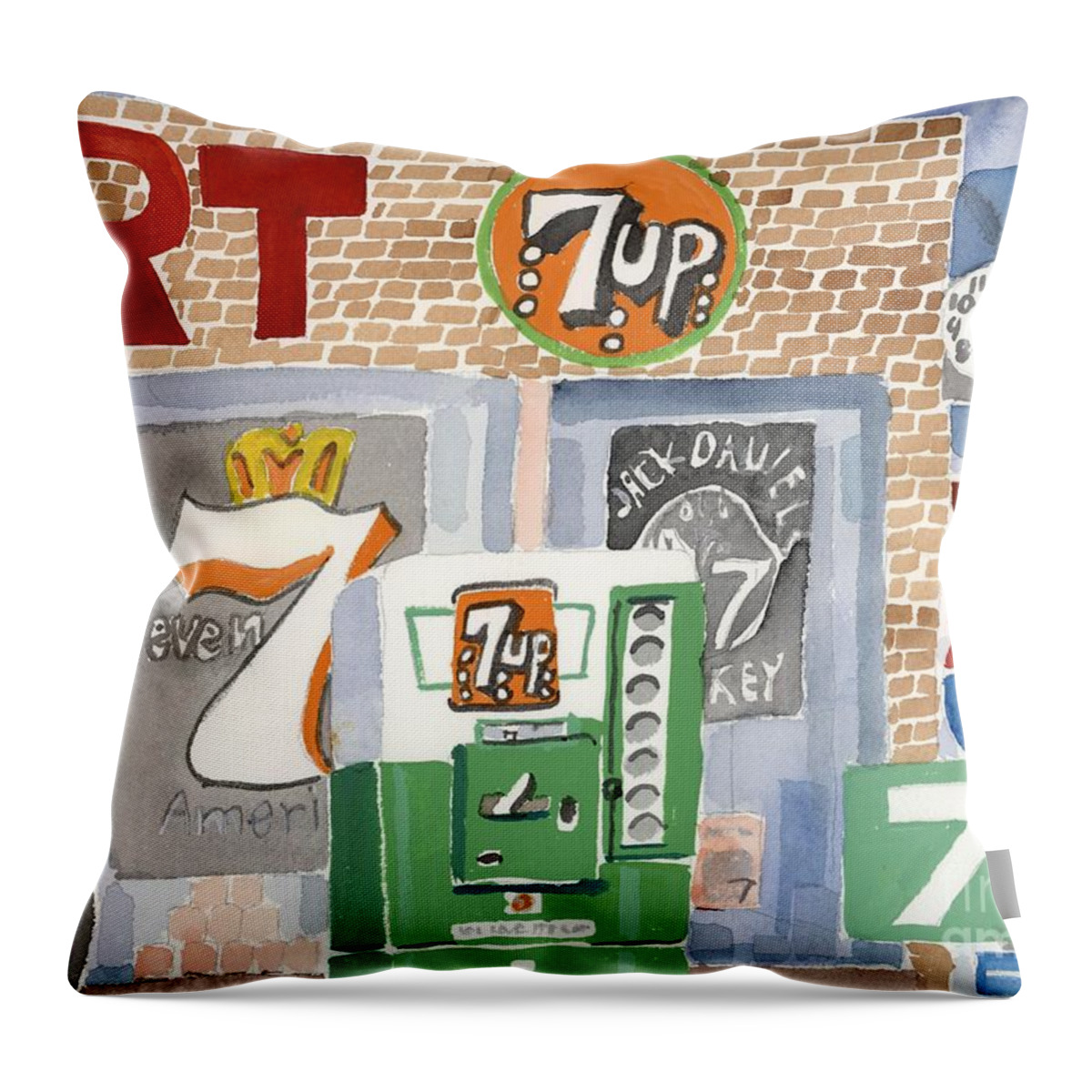 Mart Throw Pillow featuring the painting Seven by Rodger Ellingson