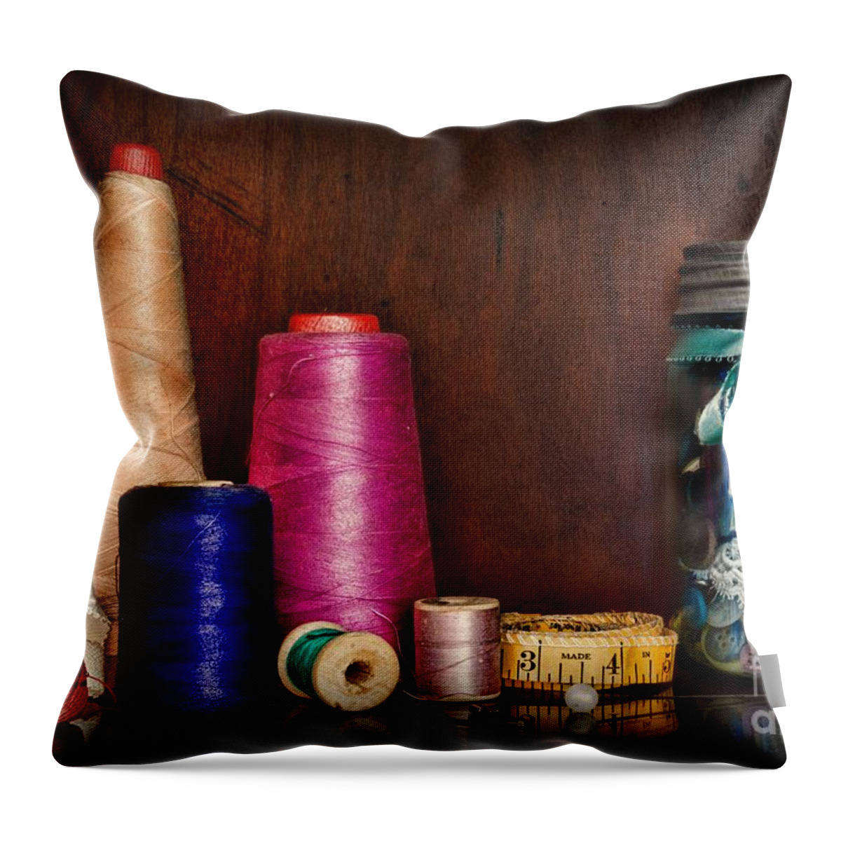 Paul Ward Throw Pillow featuring the photograph Sewing Tools of the Trade by Paul Ward