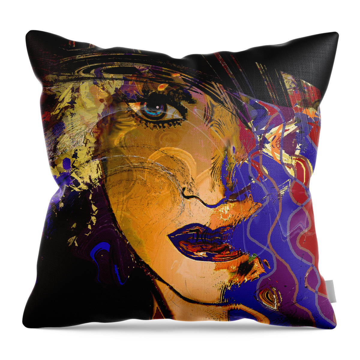 Face Throw Pillow featuring the mixed media Sexy and Mysterious by Natalie Holland