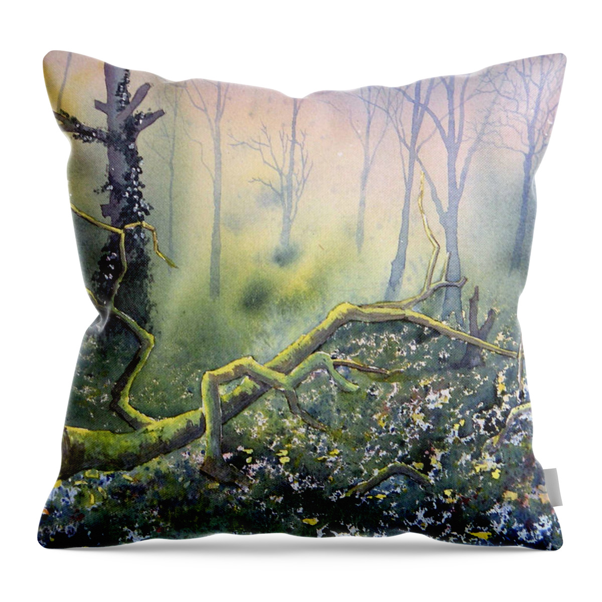 Glenn Marshall Throw Pillow featuring the painting Shades of Green by Glenn Marshall