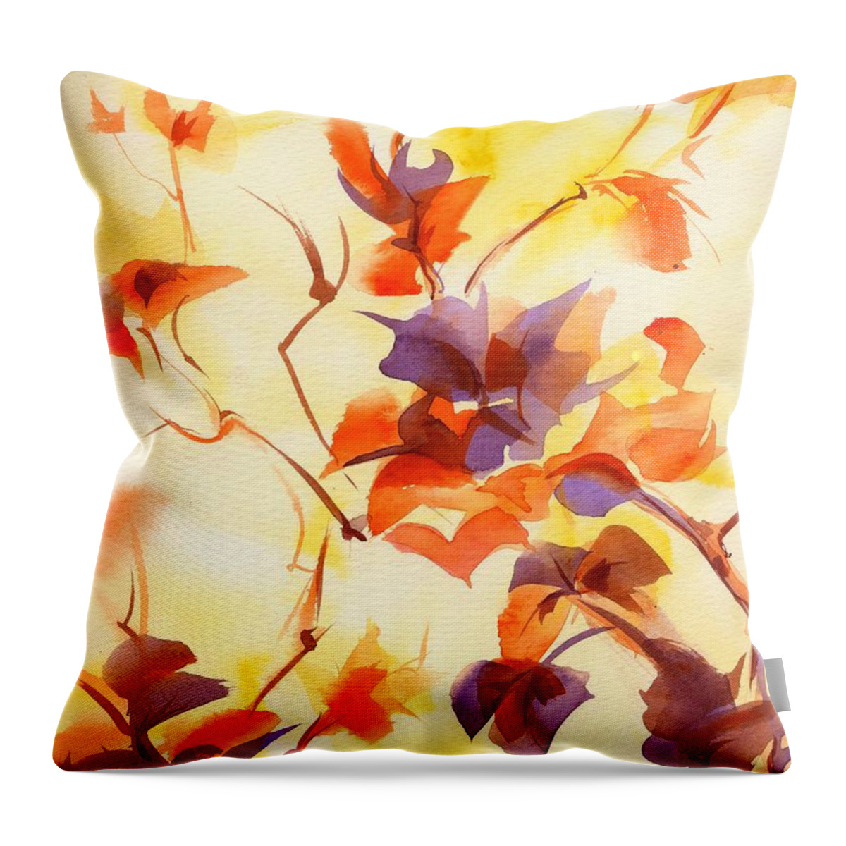 Landscape Throw Pillow featuring the painting Shadow Leaves by Summer Celeste