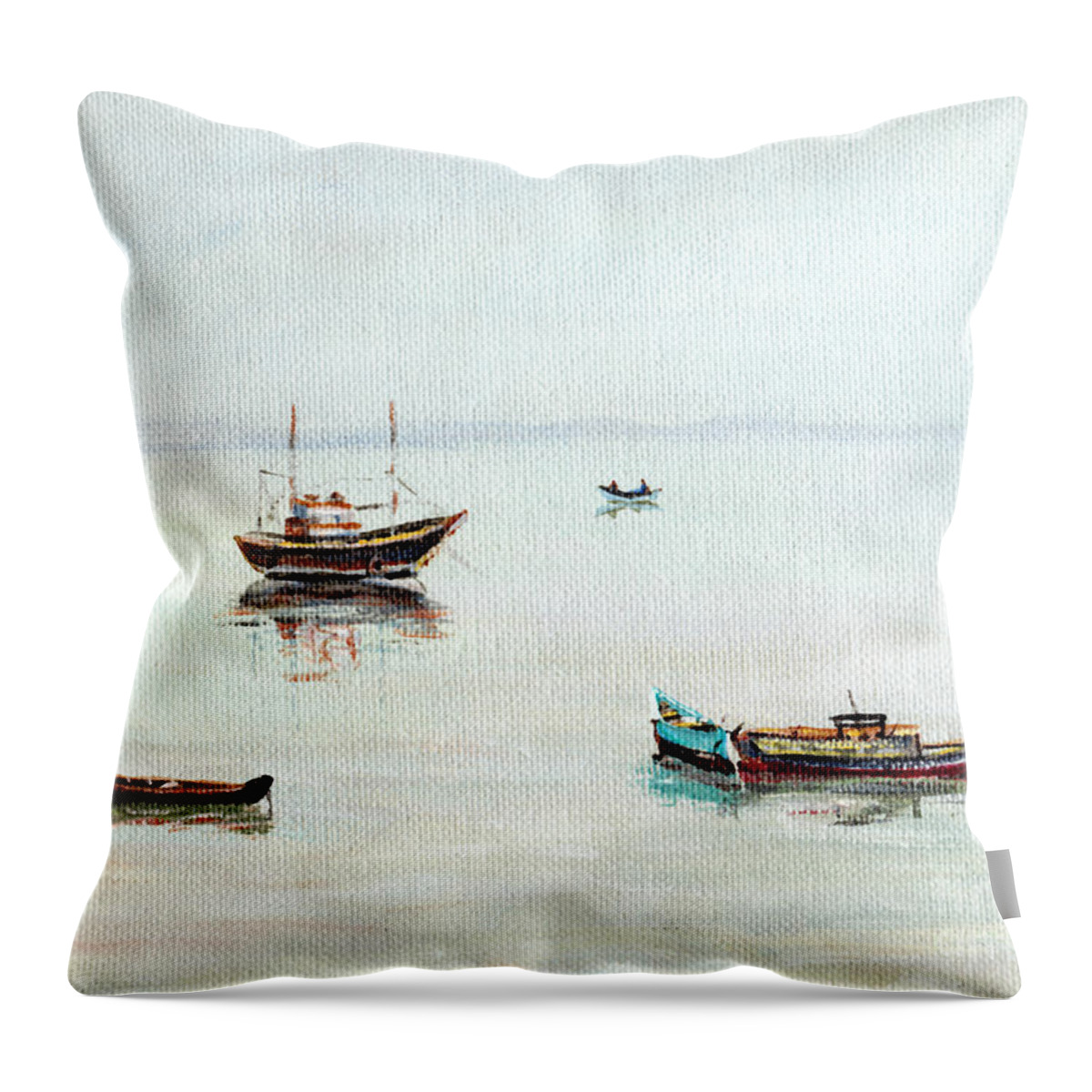 Asia Throw Pillow featuring the painting Shanghi early morning by Valerie Freeman