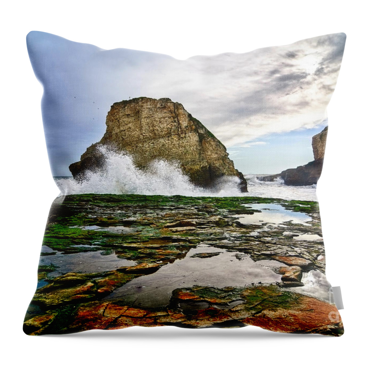 Shark Fin Cove Throw Pillow featuring the photograph Shark Fin Cove by Jamie Pham