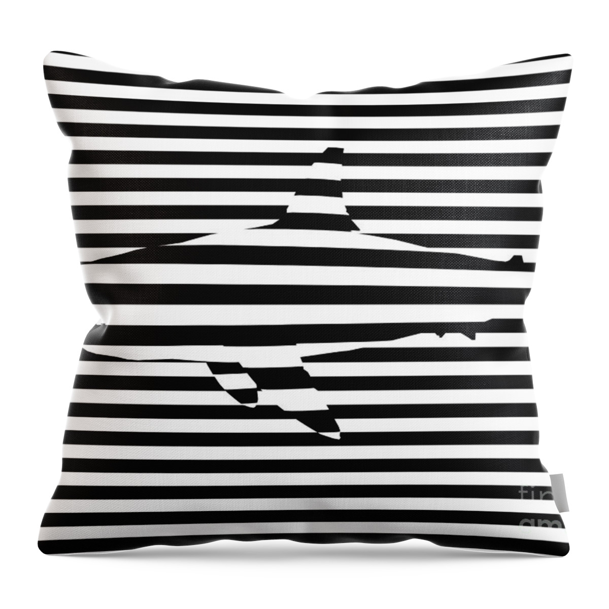 Abstract Throw Pillow featuring the painting Shark optical illusion by Pixel Chimp