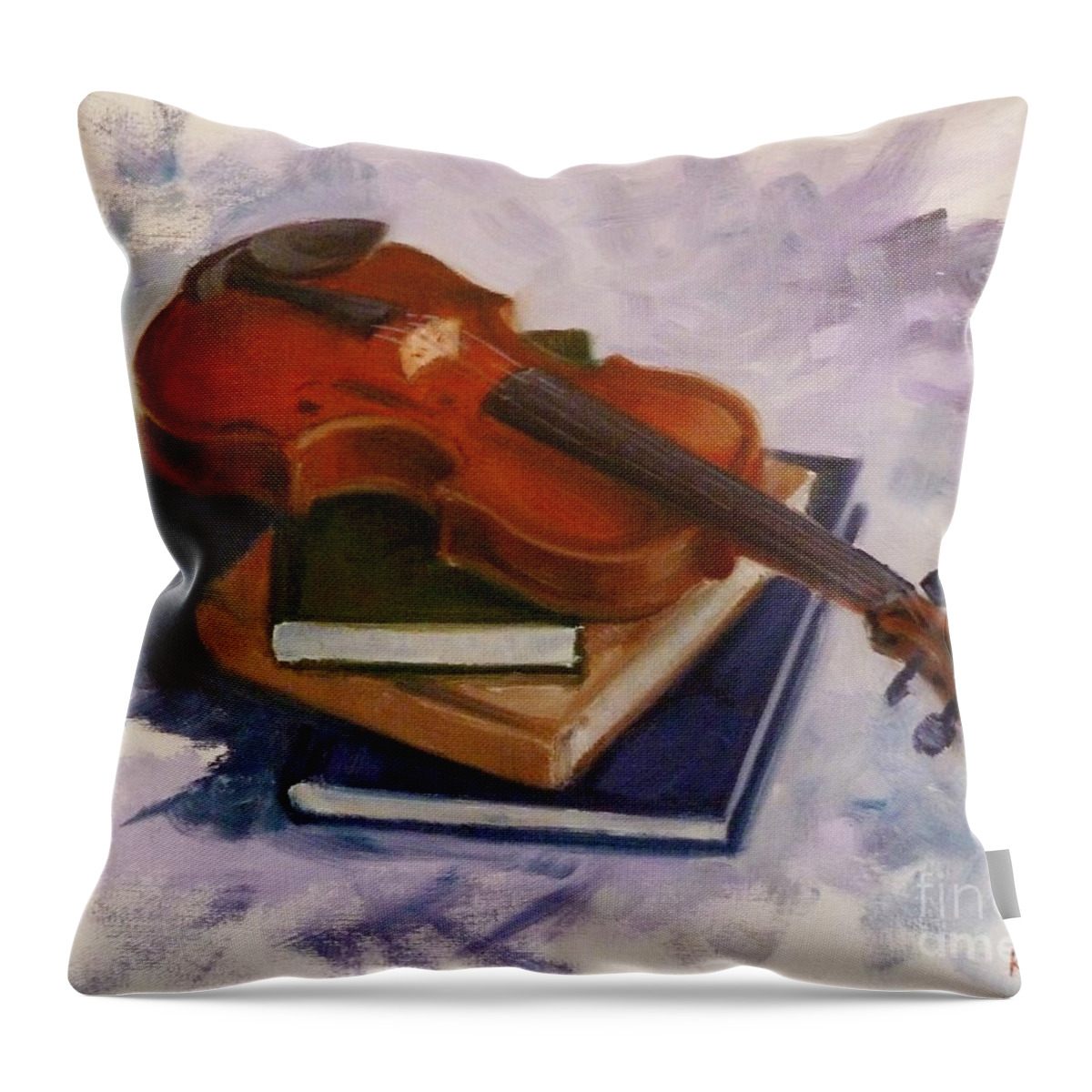 Violin Throw Pillow featuring the painting Sharply Inclined by K M Pawelec