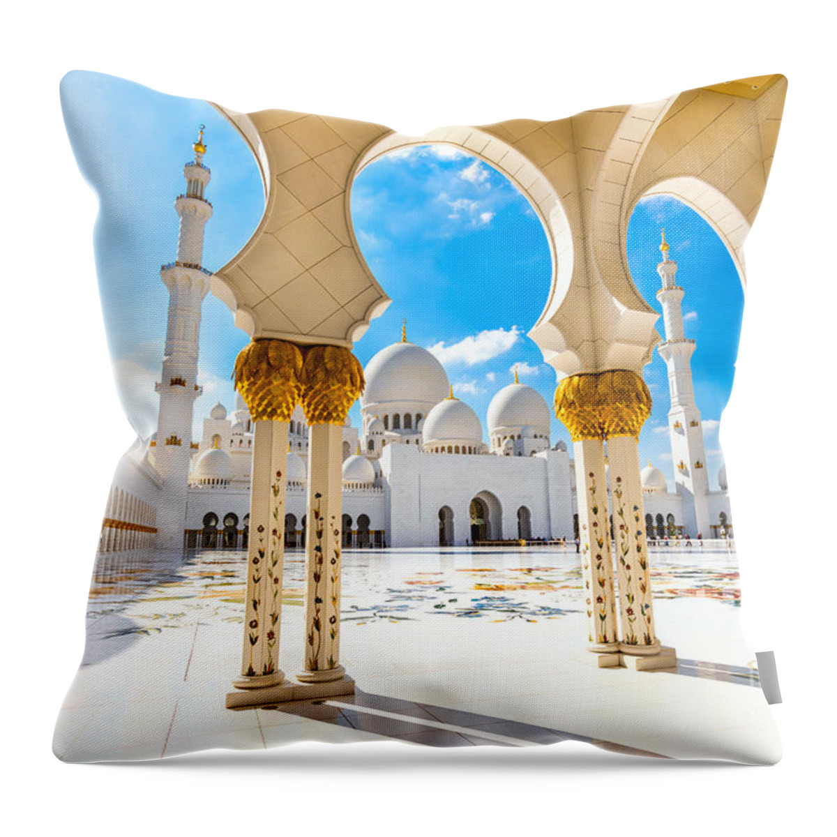 Dubai Throw Pillow featuring the photograph Sheikh Zayed Mosque - Abu Dhabi - UAE by Luciano Mortula