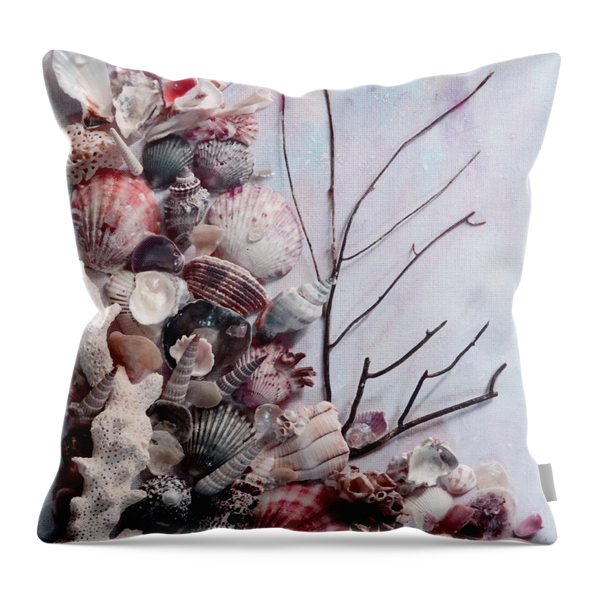  Sea Shells Throw Pillow featuring the photograph Shell Bouquet No 6 by Karin Dawn Kelshall- Best