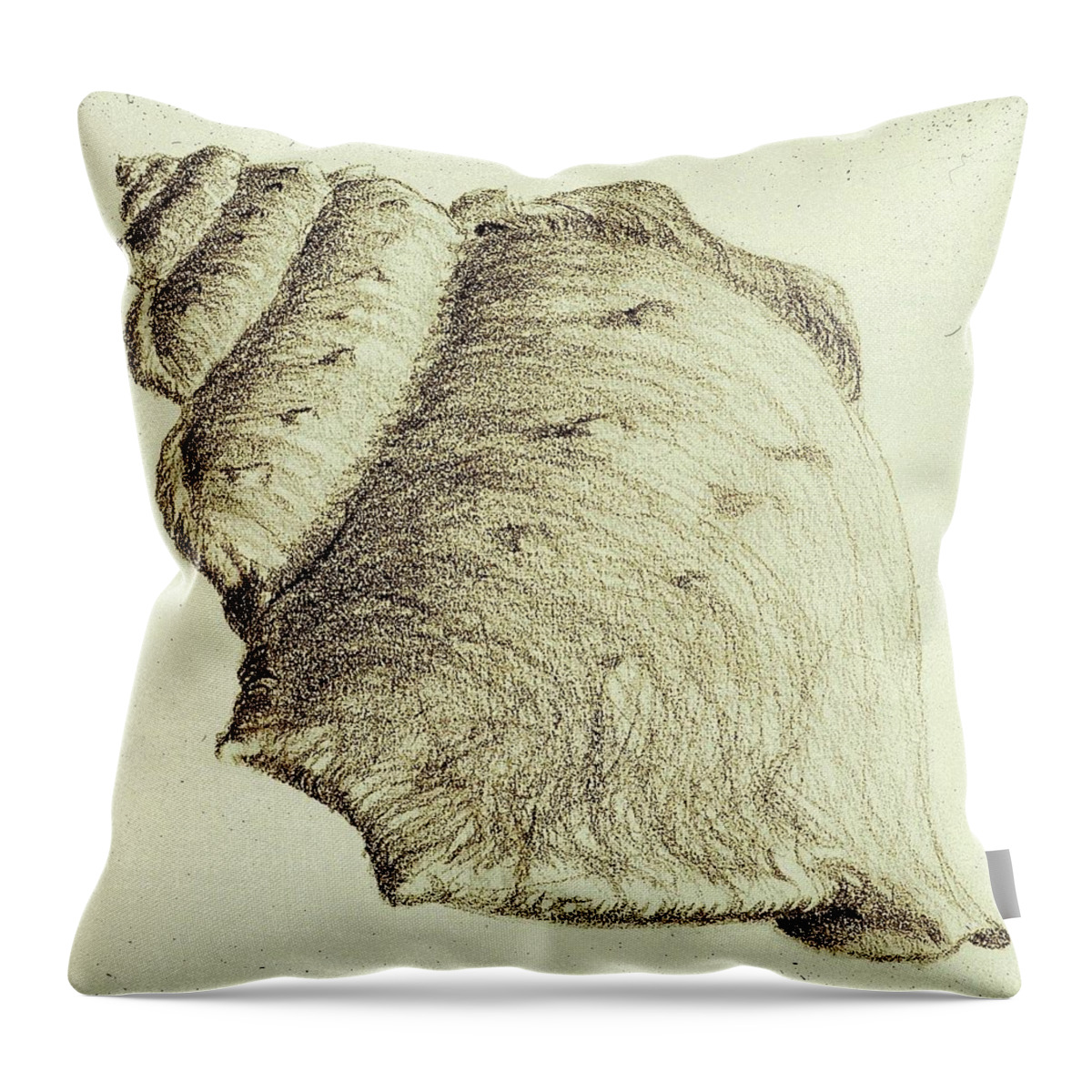Pencil Throw Pillow featuring the drawing Shell by Karen Buford