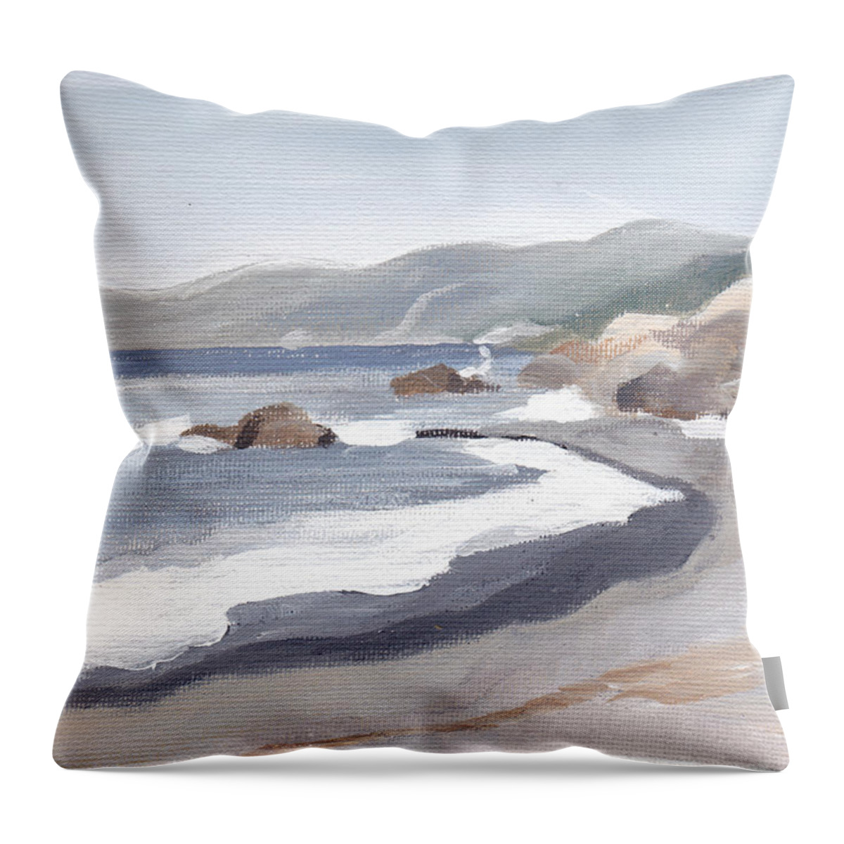 Seascape Throw Pillow featuring the painting Shelter Cove by Sarah Lynch