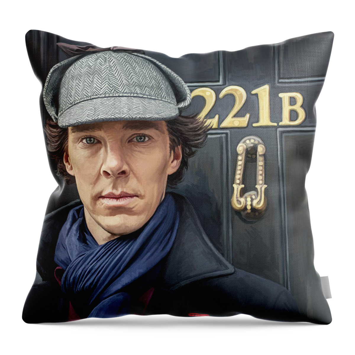 Benedict Cumberbatch Throw Pillow featuring the painting Sherlock Holmes Artwork by Sheraz A