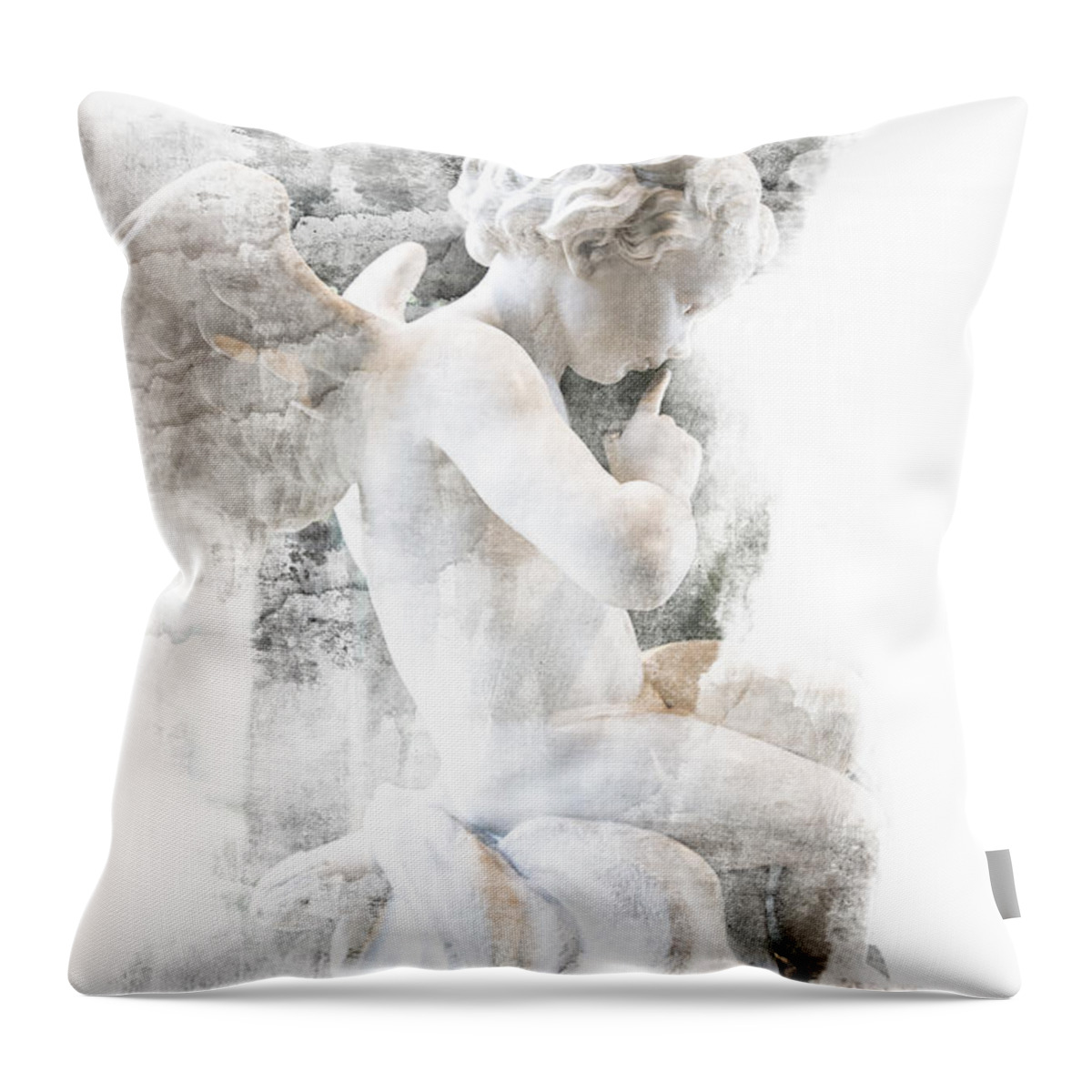 Cherub Throw Pillow featuring the photograph Shhhhh by Evie Carrier