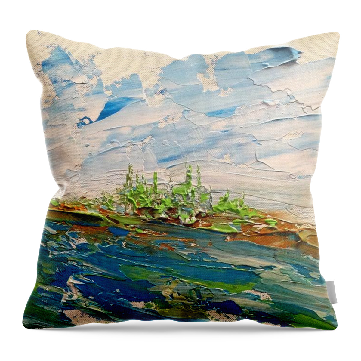 Abstract Landscape Throw Pillow featuring the painting Shield Scrape by Desmond Raymond