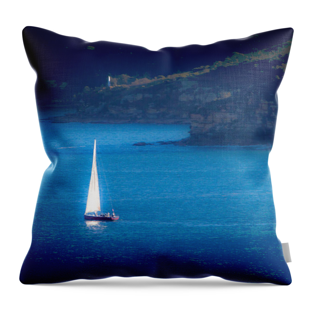 Sailboat Throw Pillow featuring the photograph Shimmer of the white sail by Miroslava Jurcik