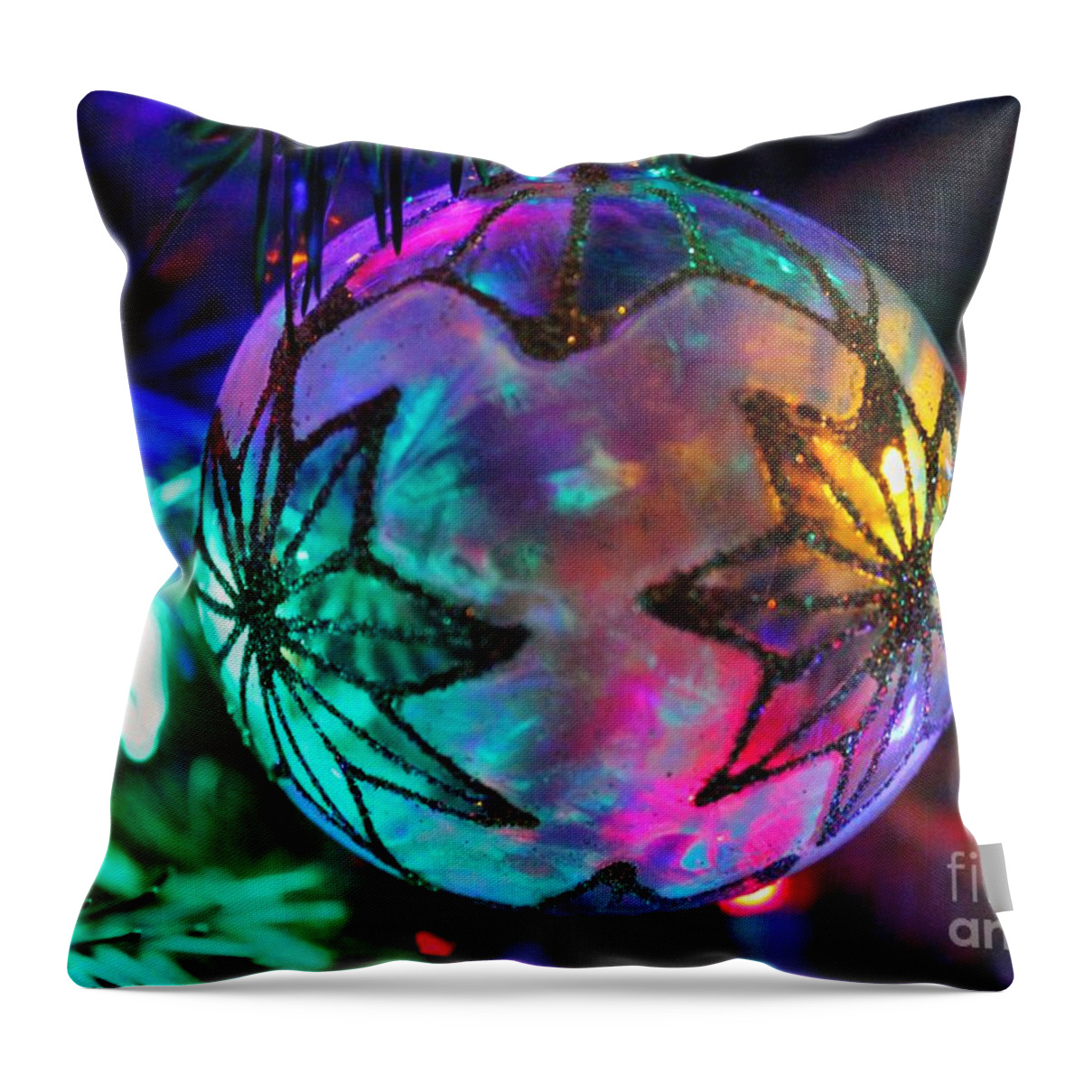 Christmas Throw Pillow featuring the photograph Shimmering Multifacted Glow by Judy Palkimas
