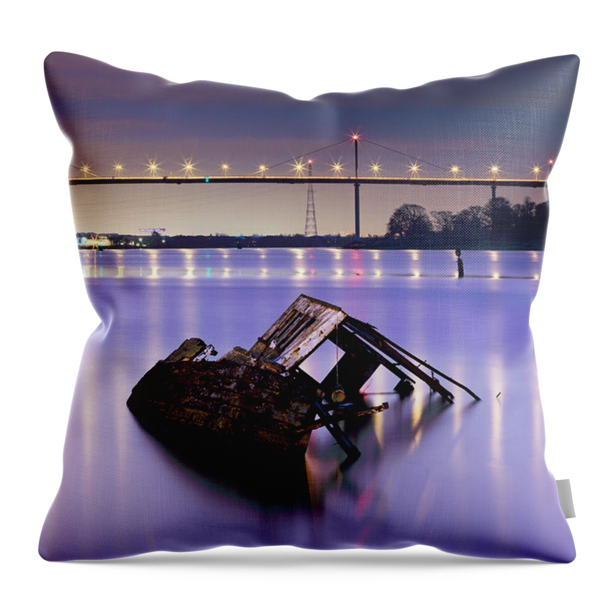 River Clyde Throw Pillow featuring the photograph Ship wreck by Grant Glendinning