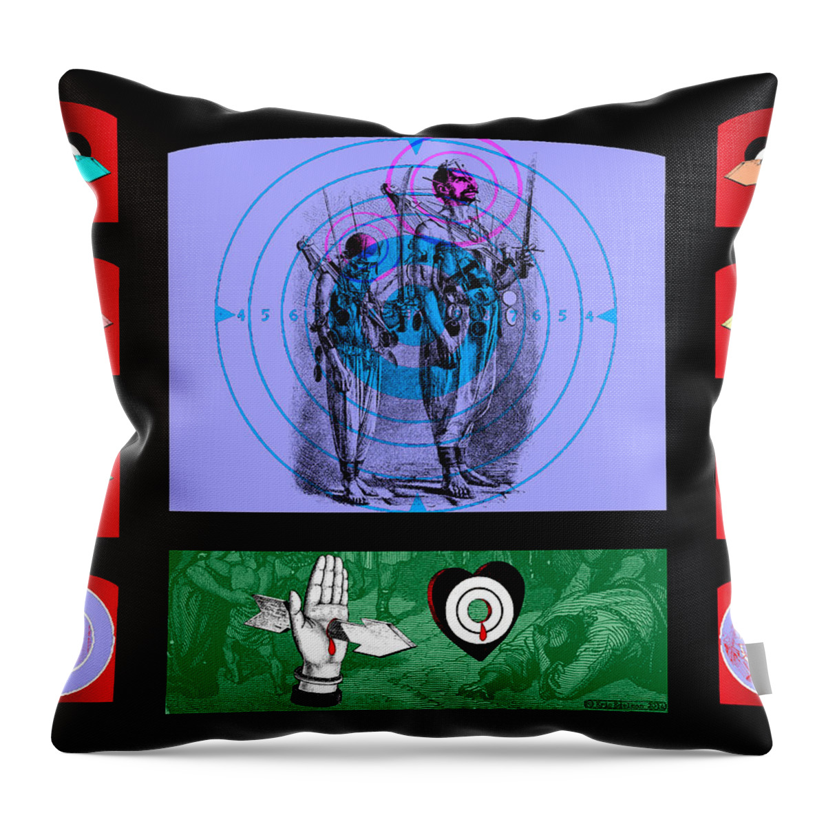 Digital Collage Throw Pillow featuring the digital art Shooting Gallery IV by Eric Edelman