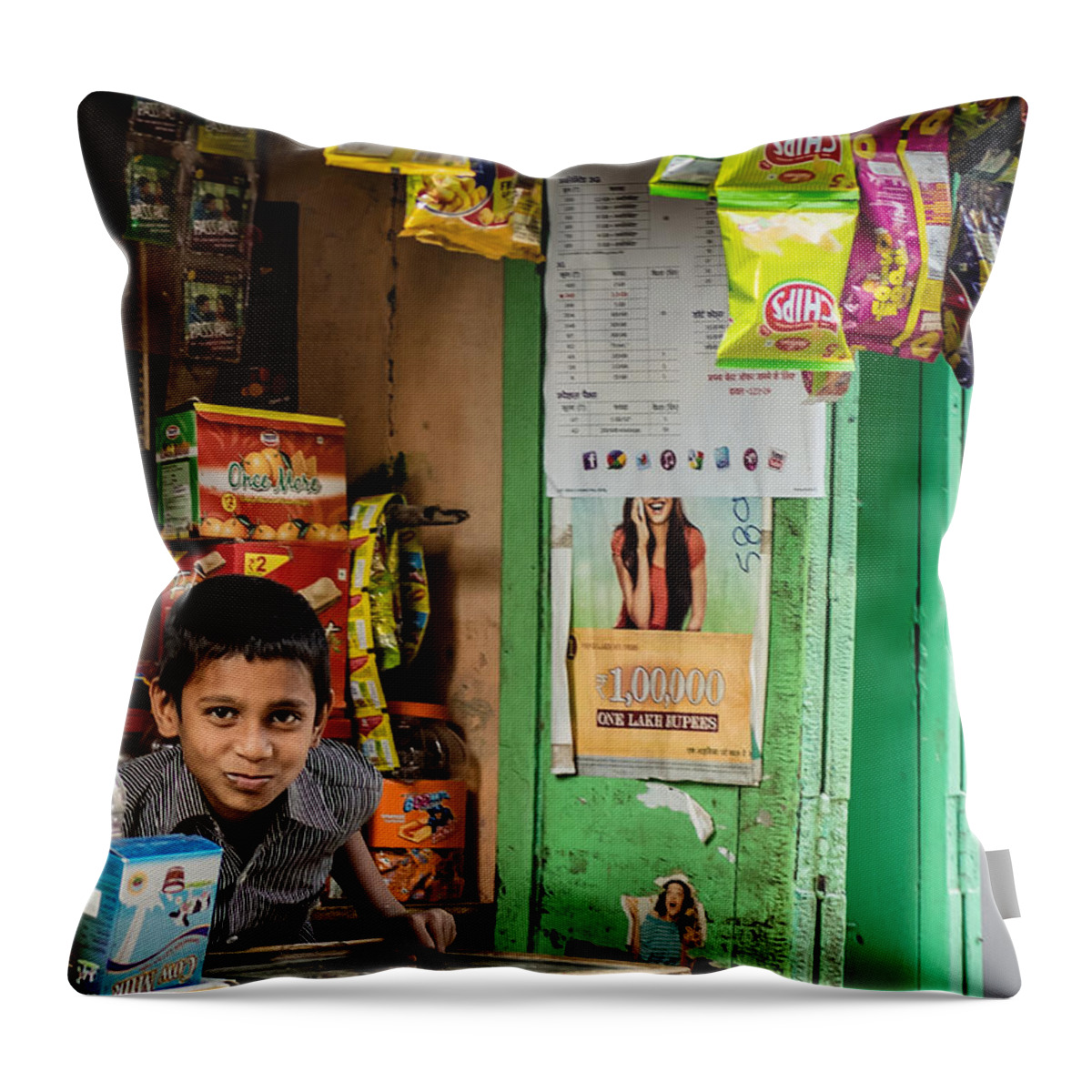 India Throw Pillow featuring the photograph Shop Keep by Scott Wyatt