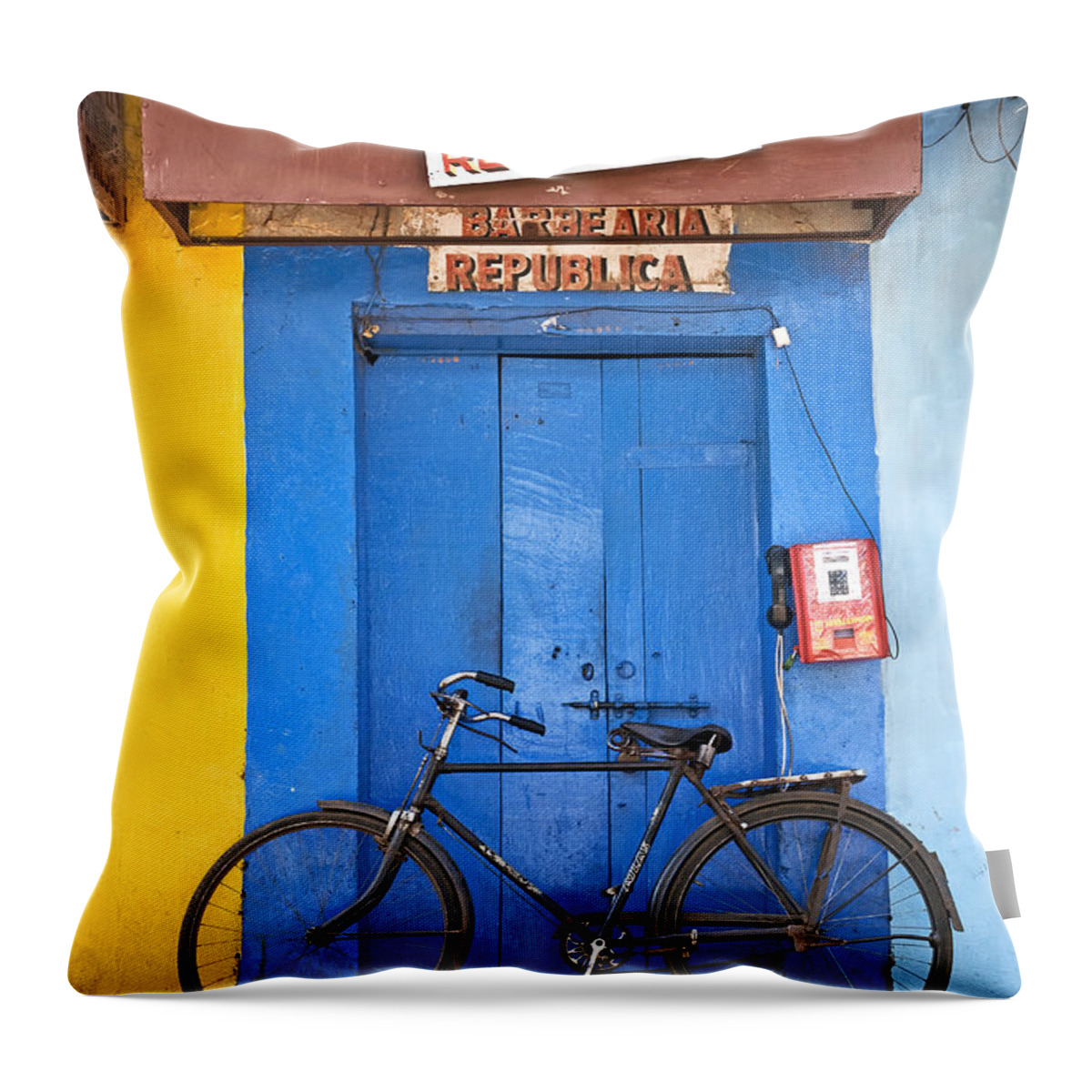 Goa Throw Pillow featuring the photograph Shop On Street In Goa India by JM Travel Photography