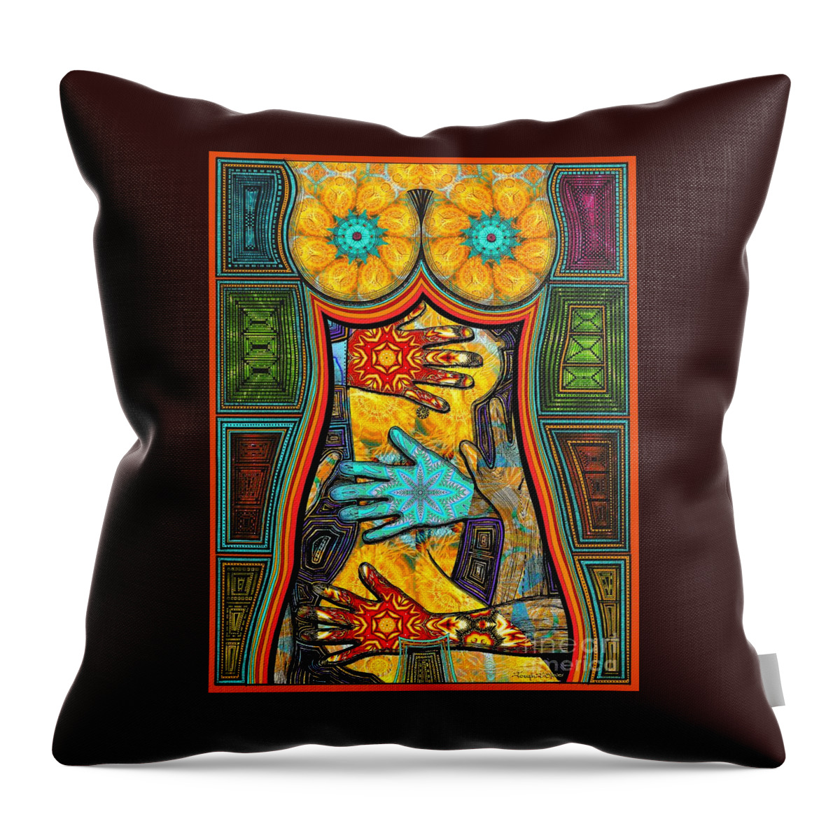 Nude Art Throw Pillow featuring the drawing Show of Hands by Joseph J Stevens