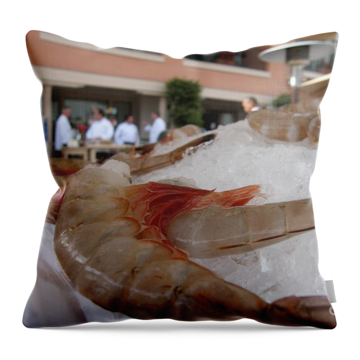 Shrimp Throw Pillow featuring the photograph Shrimp On Ice by James B Toy