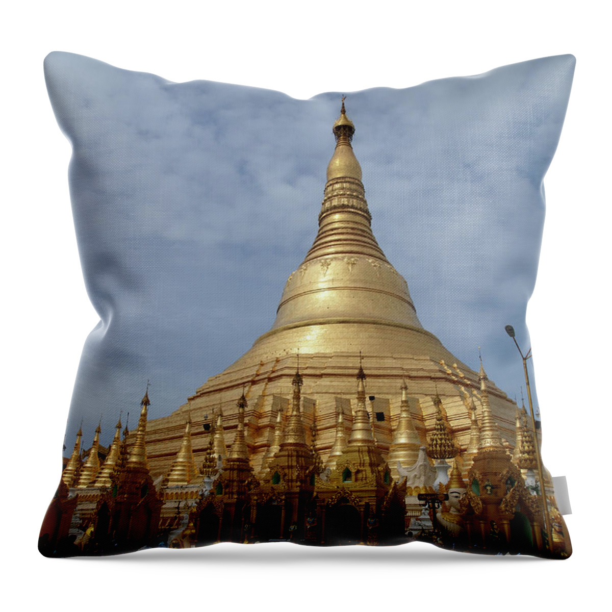 Pagoda Throw Pillow featuring the photograph Shwedagon Pagoda, Yangon by William Childress