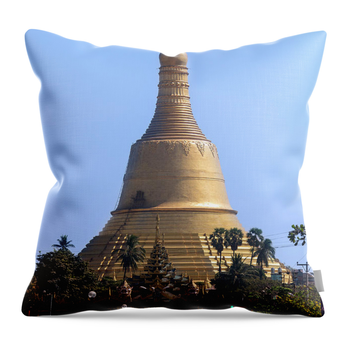 Bago Division Throw Pillow featuring the photograph Shwemawdaw Paya - Bago - Myanmar by Steve Allen