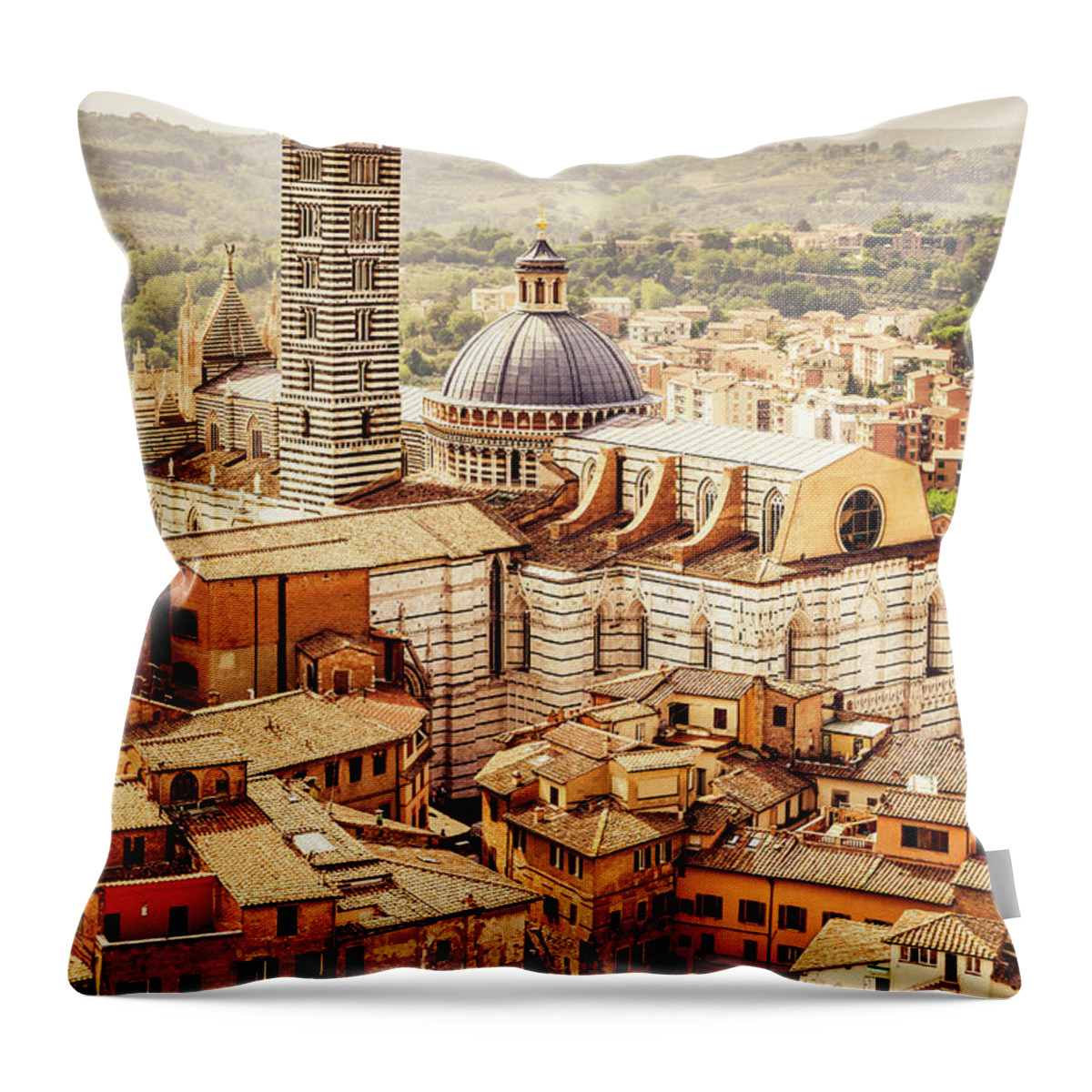 Gothic Style Throw Pillow featuring the photograph Siena Cathedral Over The Old Town by Giorgiomagini