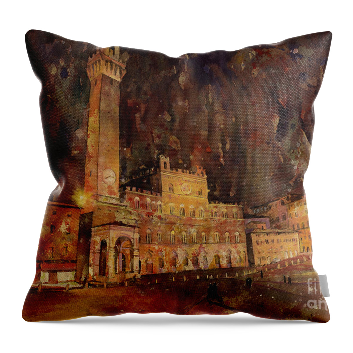 Architecture Siena Throw Pillow featuring the painting Siena Sunset by Ryan Fox