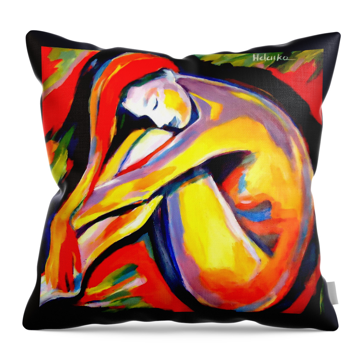 Nude Figures Throw Pillow featuring the painting Silence by Helena Wierzbicki
