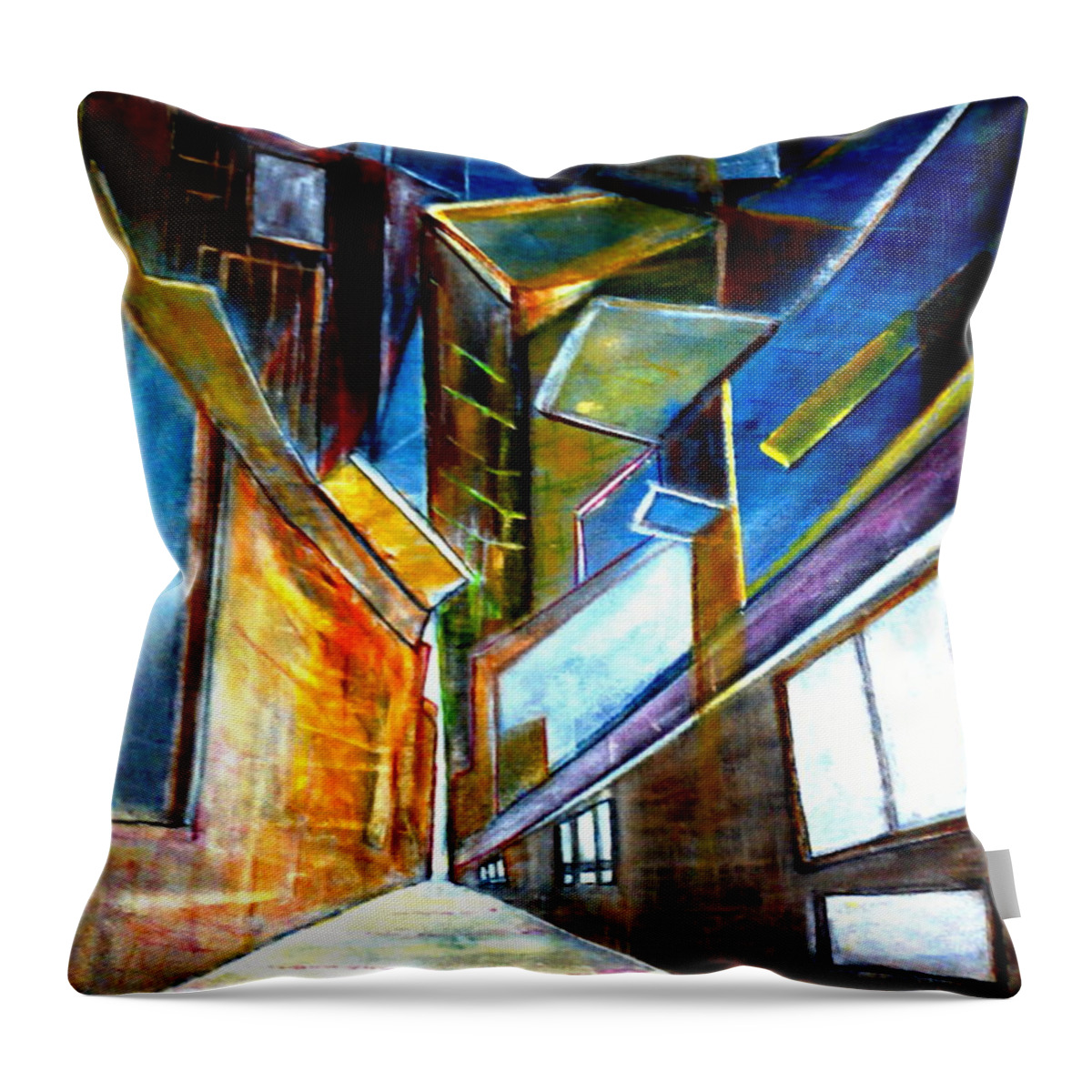 Abstract Throw Pillow featuring the painting Silence by Subrata Bose